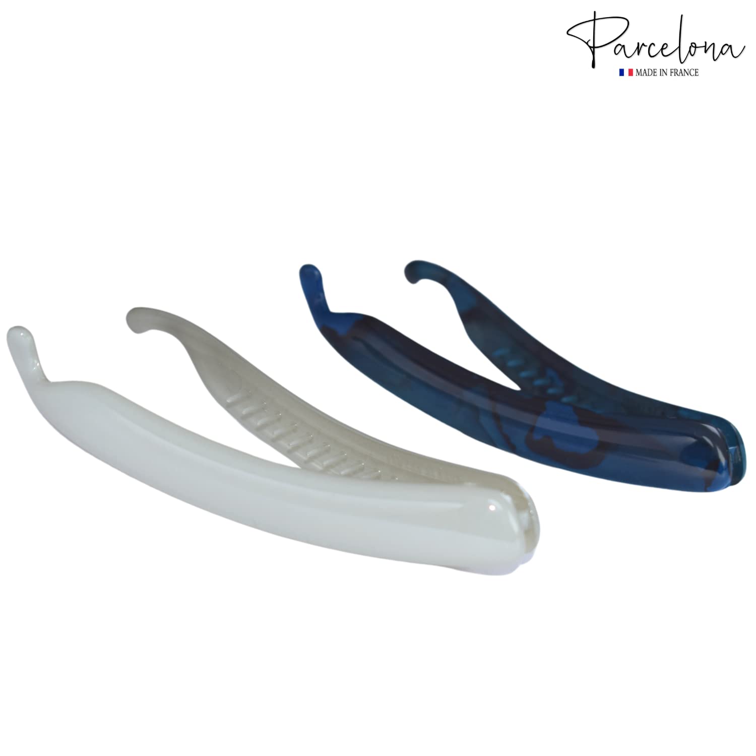 Parcelona French Small 3.75” Cellulose Set of 2 Banana Hair Clips for Women
