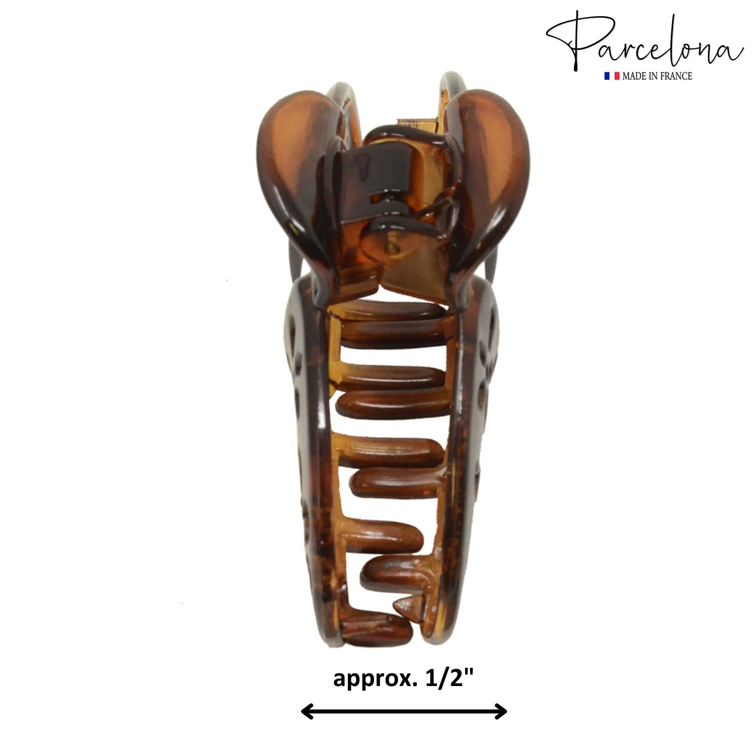 Parcelona French Fleur Shell Medium Covered Spring Cellulose Jaw Hair Claw Clip
