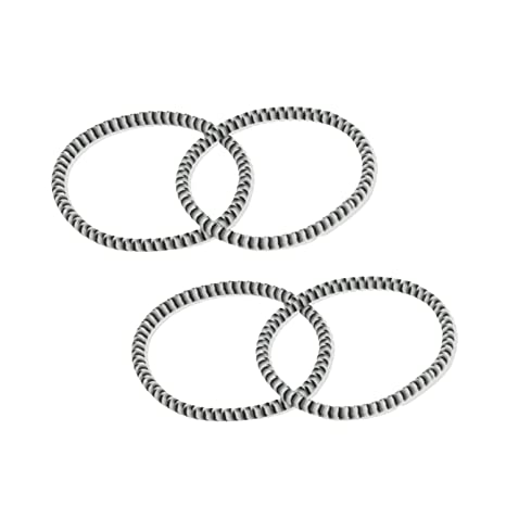 Parcelona Thin Stripes Set of 4 Ponytail Holder Elastic Hair Ties for Women