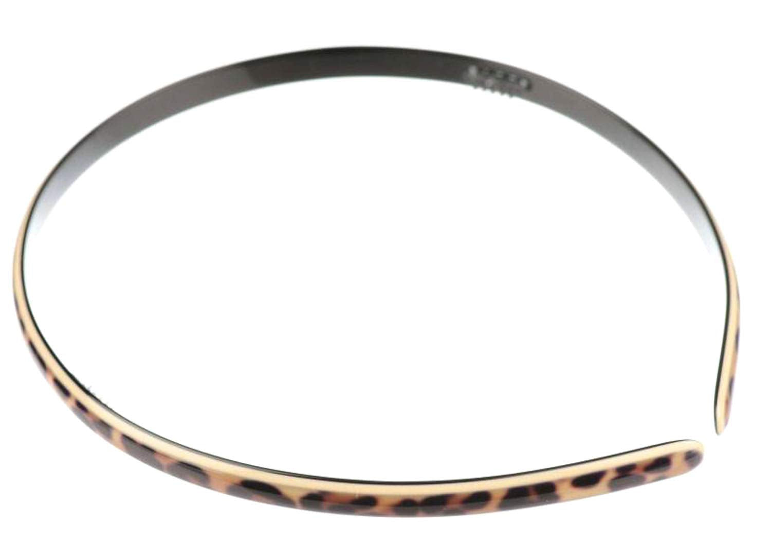 French Amie Narrow Leopard Print Brown Handmade Flexible Cellulose Headband for