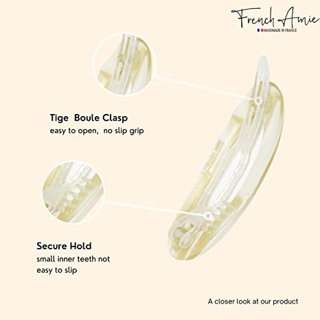 French Amie Oval Cut Out Small Handmade Cellulose Snap Hair Barrette for Women