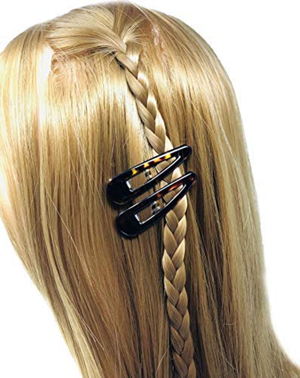 Parcelona French Medium Black and Shell Pack of 8 Clic Clac Metal Snap Hair Pins