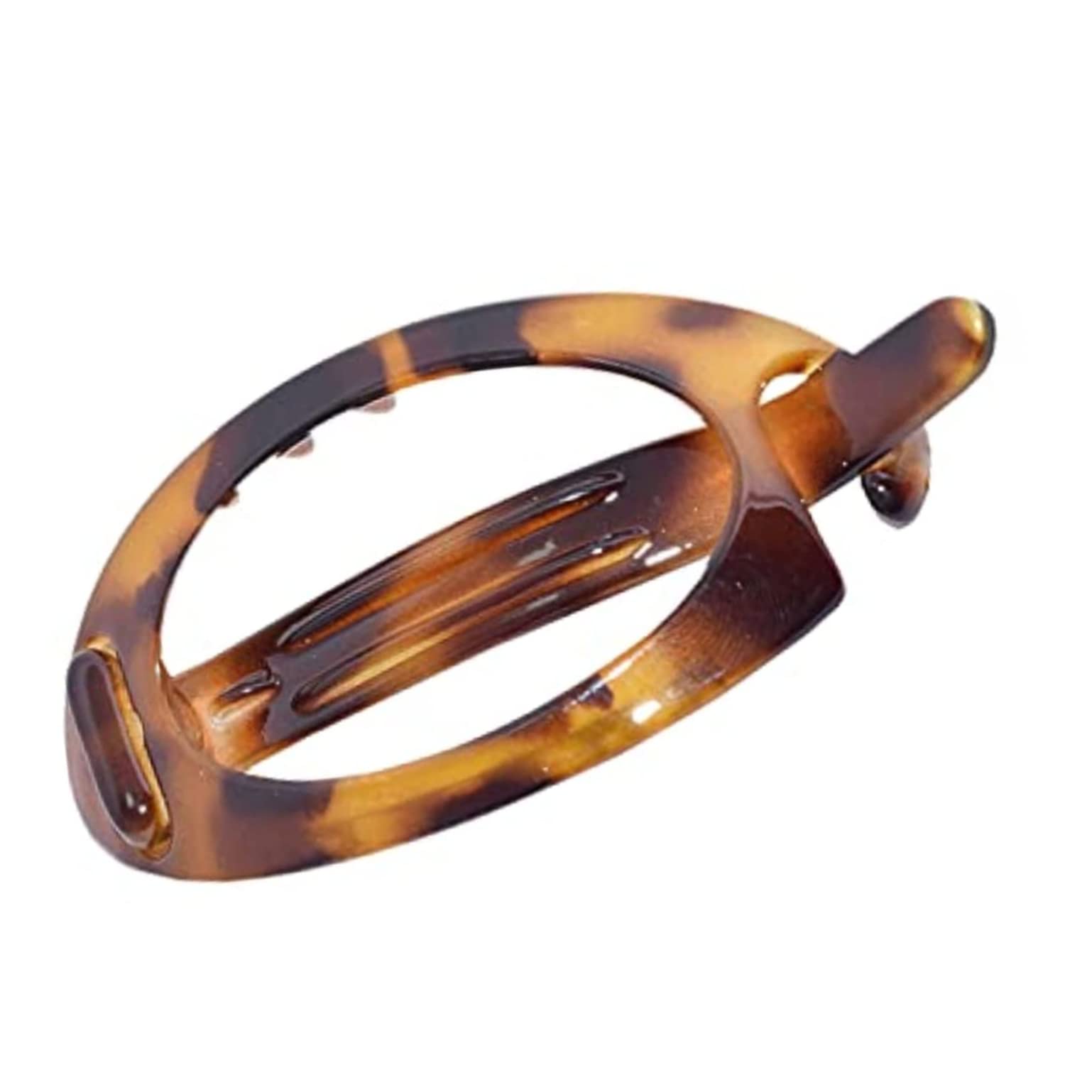 Parcelona French Plain Oval Small Cellulose Metal Free Hair Barrette for Women