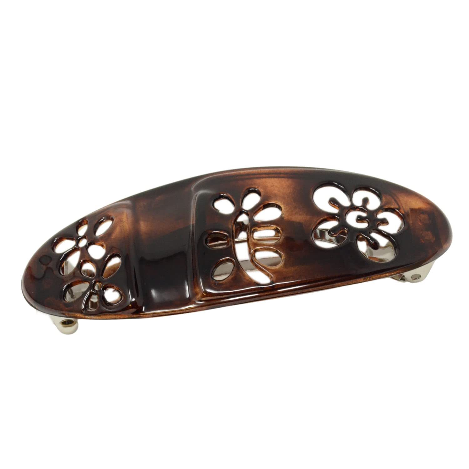 Parcelona French Tige De La Fleur Oval Medium Cellulose Tortoise Shell Hair Clip
