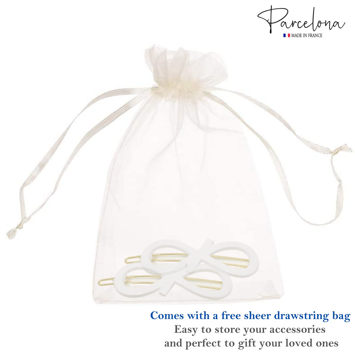 Parcelona French Ribbon Knot Infinity Small Cellulose Hair Barrettes for Women