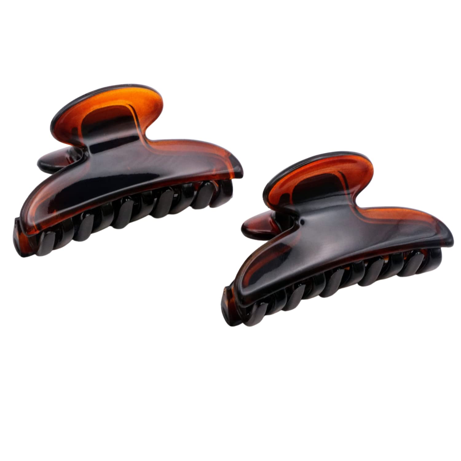 Parcelona French Glossy Oval Small 2.5" Cellulose Set of 2 Jaw Hair Claw Clips