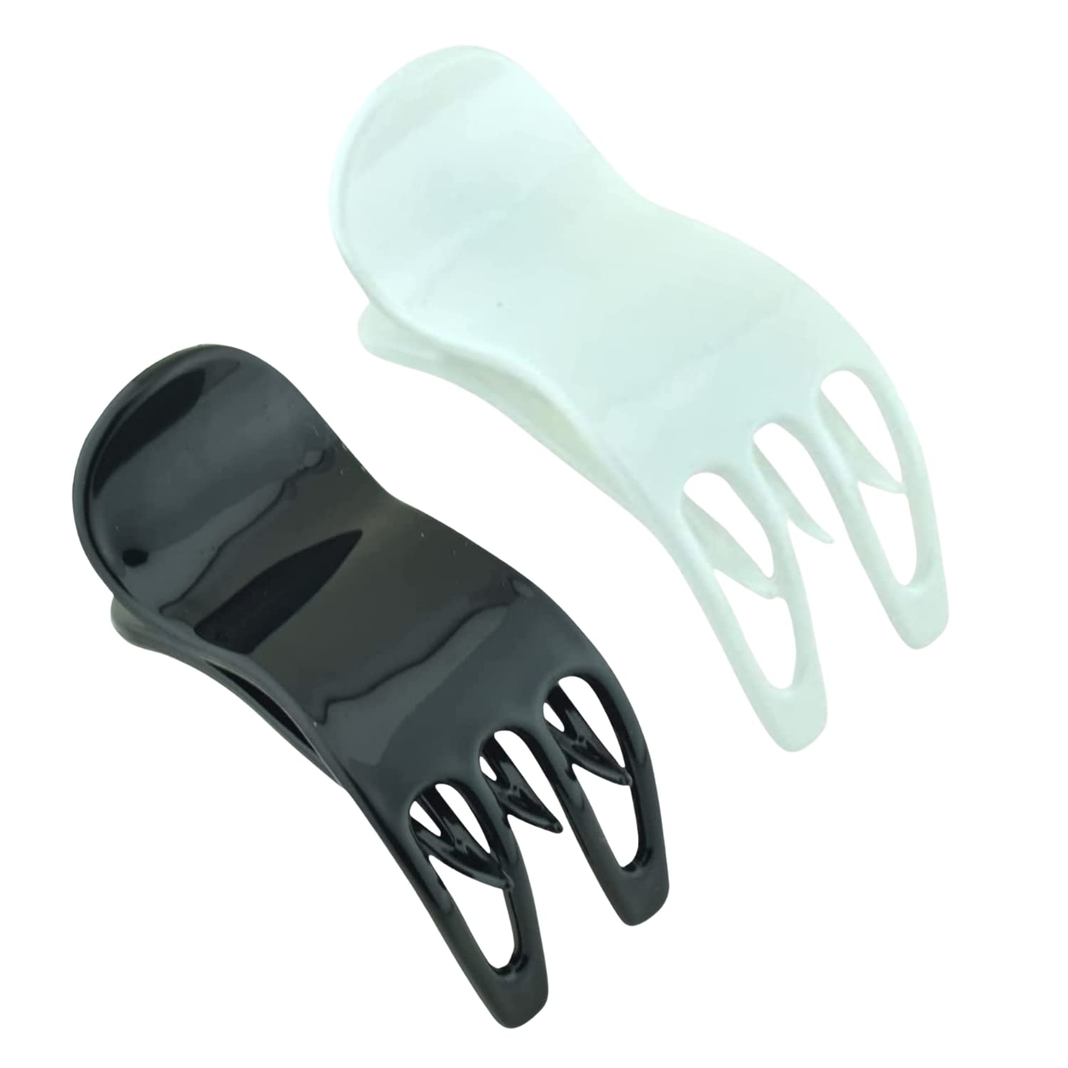Parcelona French Simply Bear Paw Medium 3” Cellulose Set of 2 Hair Claw Clips