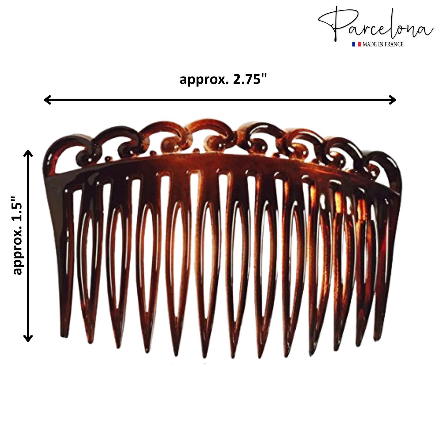 Parcelona French Swirl Savana Small Cellulose Set of 2 Side Hair Combs for Women