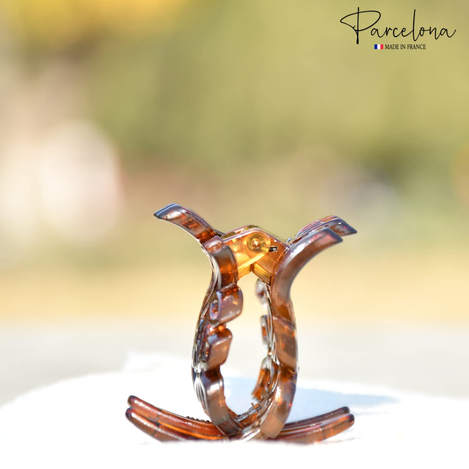 Parcelona French Tri Flower Cellulose with Crystals Hair Claw Clip