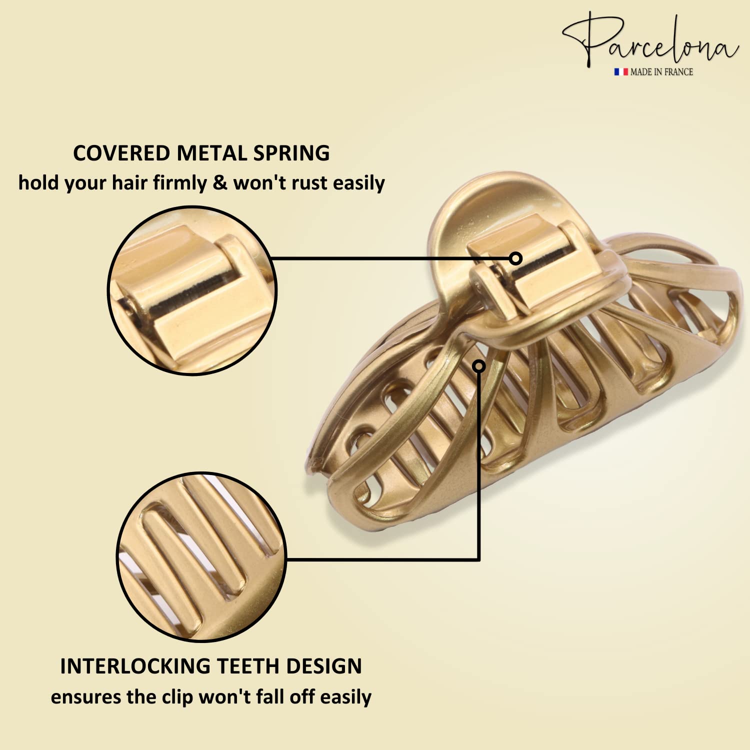 Parcelona French Rain Drop Small 2 3/4" Cellulose Jaw Hair Claw for Women