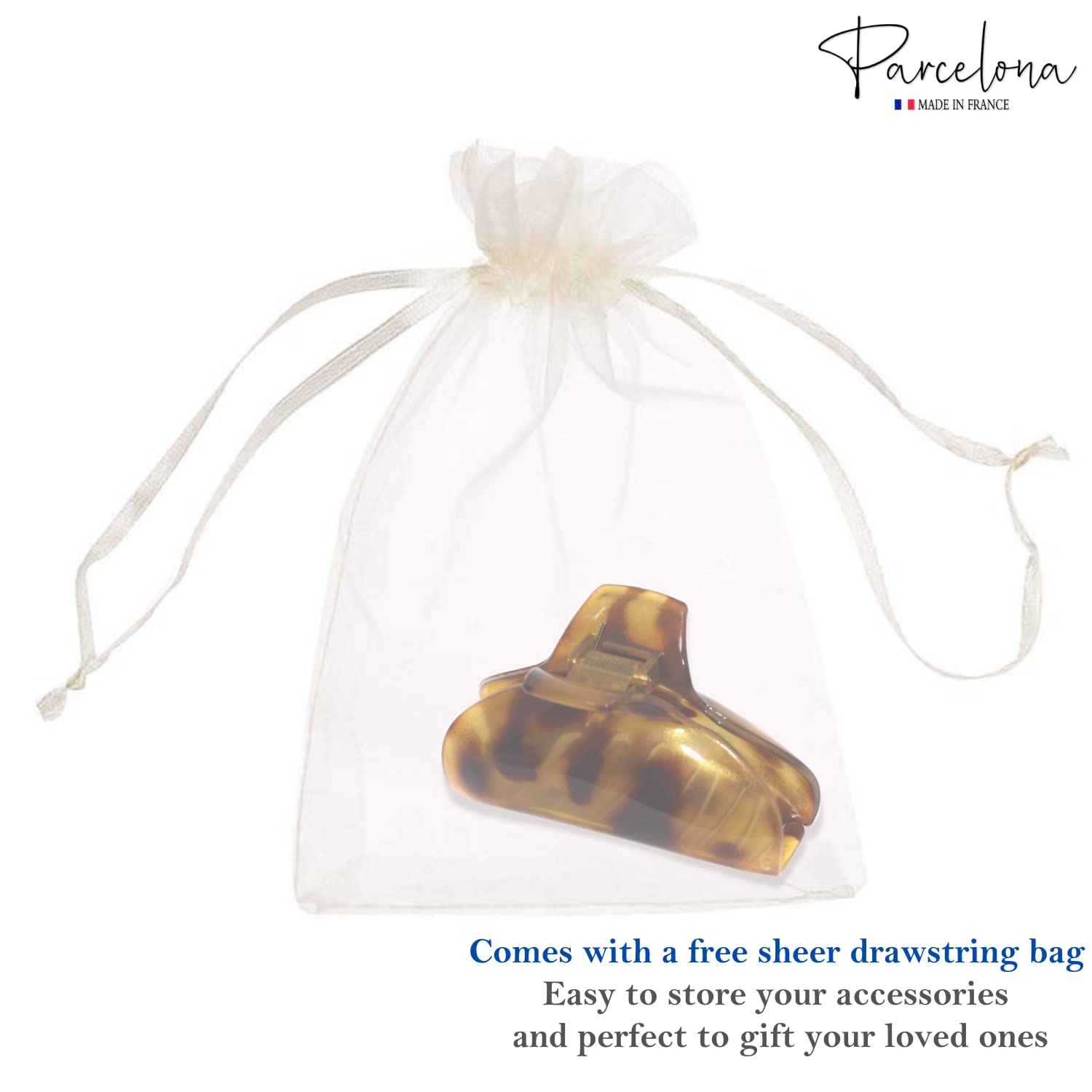 Parcelona French Elegant Medium 2 3/4" Cellulose Jaw Hair Claw Clip for Women