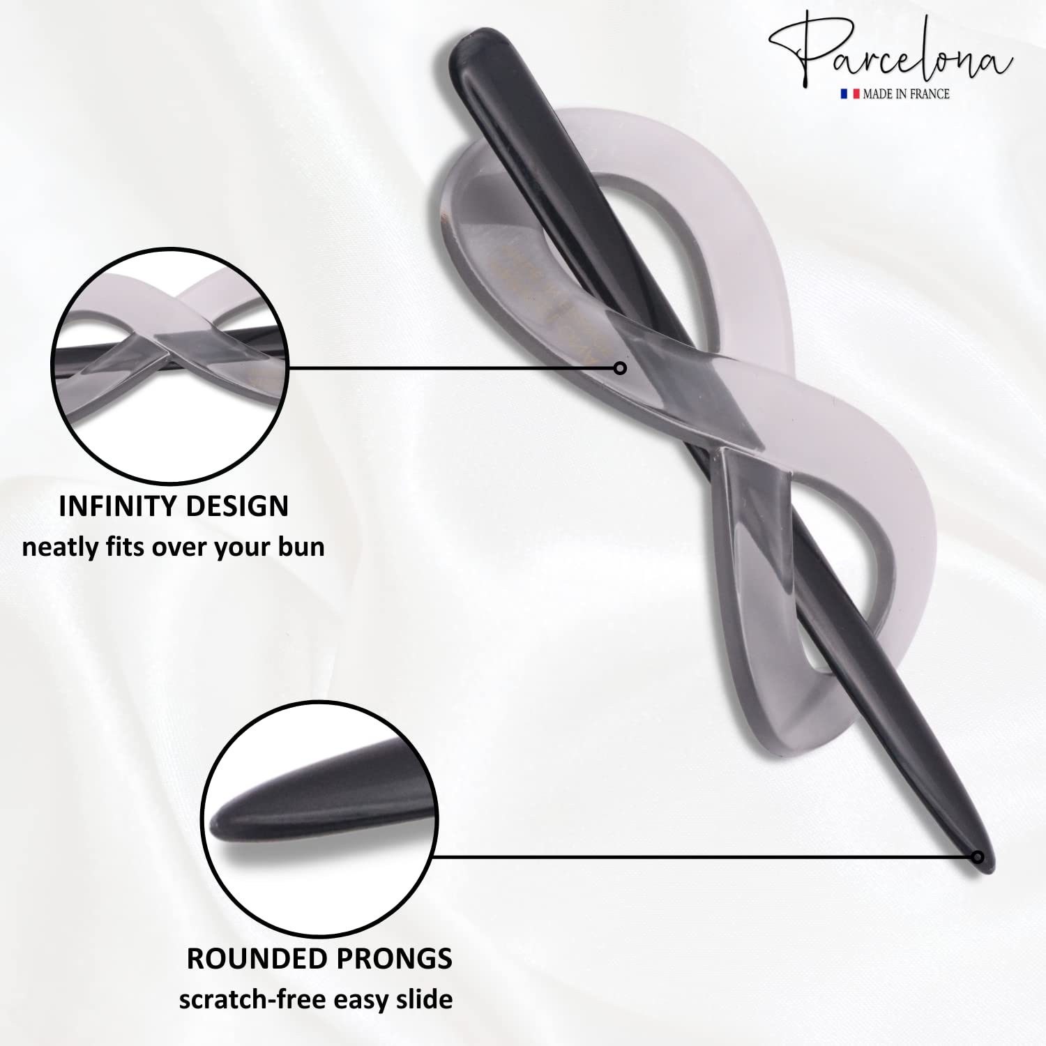 Parcelona French Infinity Medium Cellulose Hair Slider Bun Cover for Women
