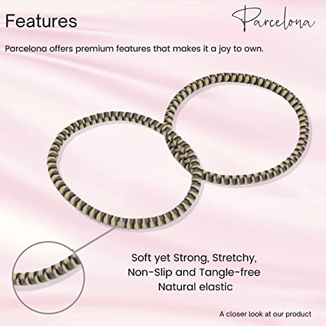 Parcelona Thin Stripes Set of 4 Ponytail Holder Elastic Hair Ties for Women