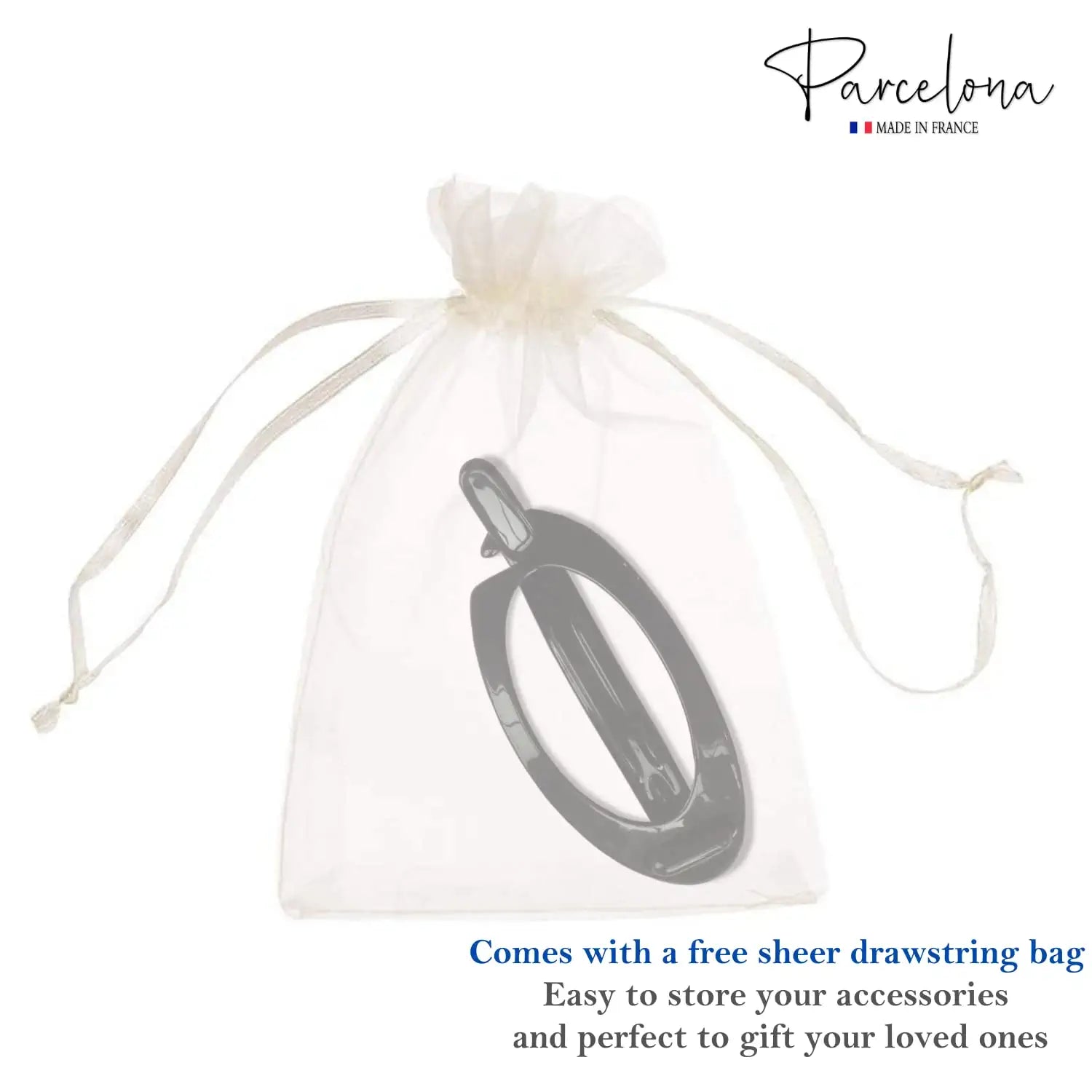 Parcelona French Plain Oval Small Cellulose Metal Free Hair Barrette for Women