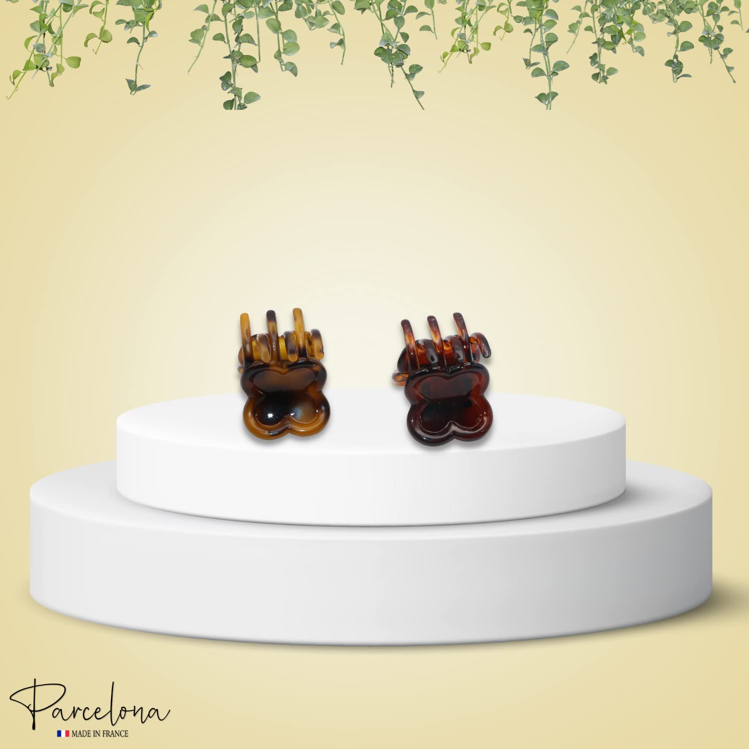Parcelona French Petunia Mini 1” Cellulose Set of 2 Hair Claw Clips for Women