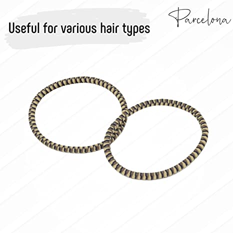 Parcelona Thin Stripes Set of 4 Ponytail Holder Elastic Hair Ties for Women
