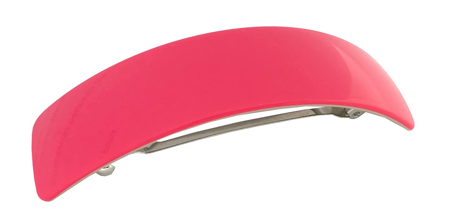 French Amie Curved Large Pink Handmade Cellulose Automatic Volume Hair Clip