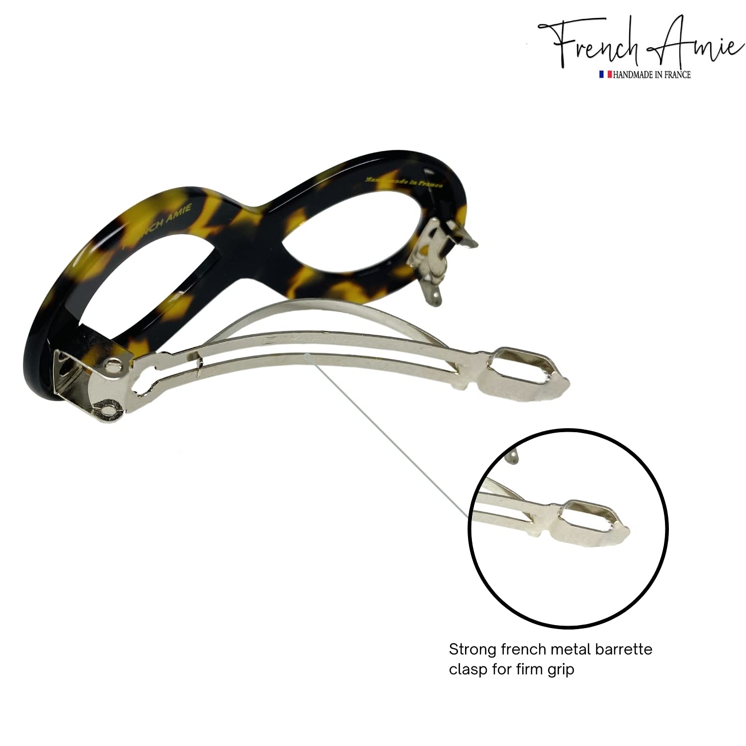 French Amie Infinity Loop 3” Cellulose Handmade Automatic Hair Barrette