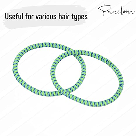 Parcelona Thin Stripes Set of 4 Ponytail Holder Elastic Hair Ties for Women