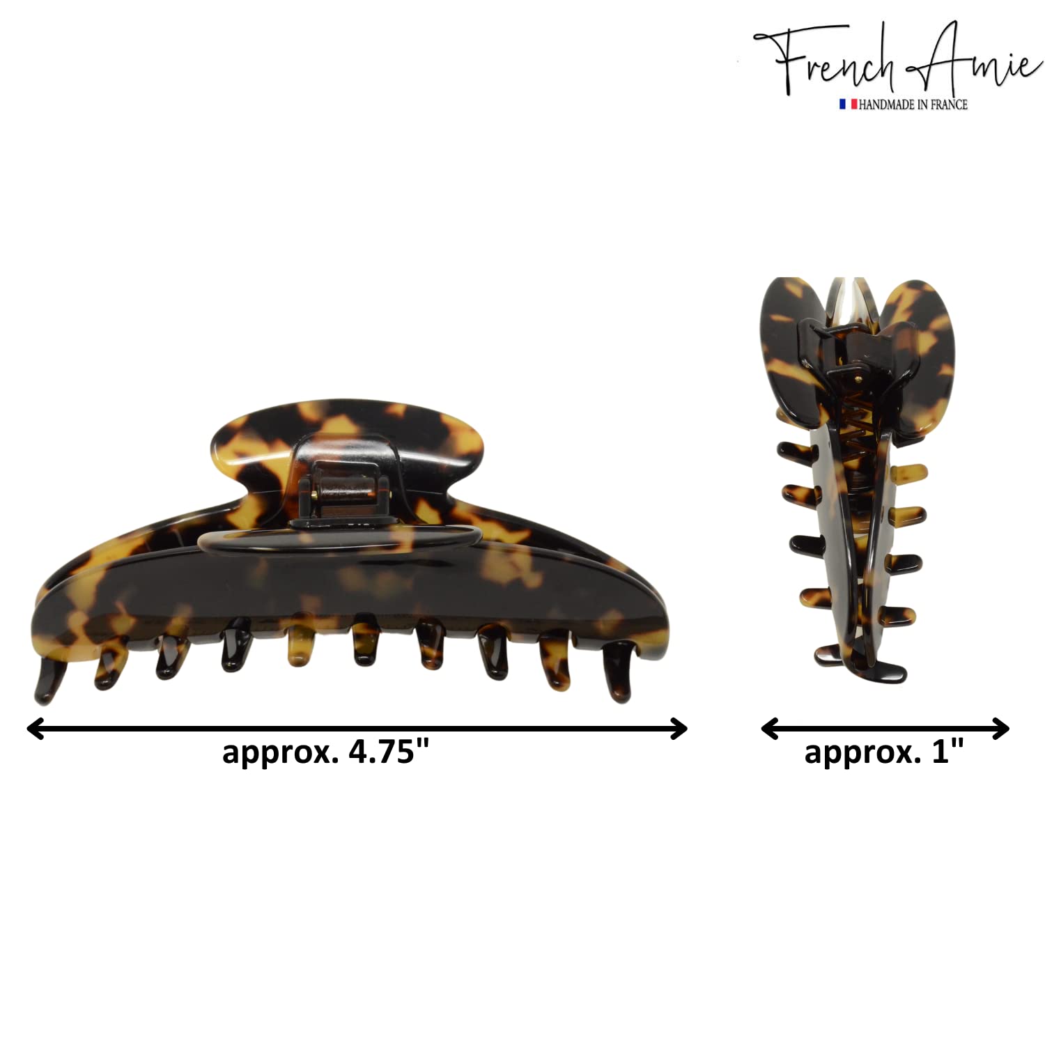 French Amie Contour Large 4 ¾” Cellulose Handmade Jaw Hair Claw Clip for Women