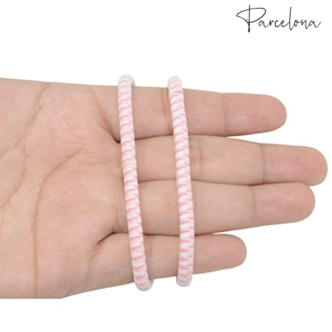 Parcelona Thin Stripes Set of 4 Ponytail Holder Elastic Hair Ties for Women