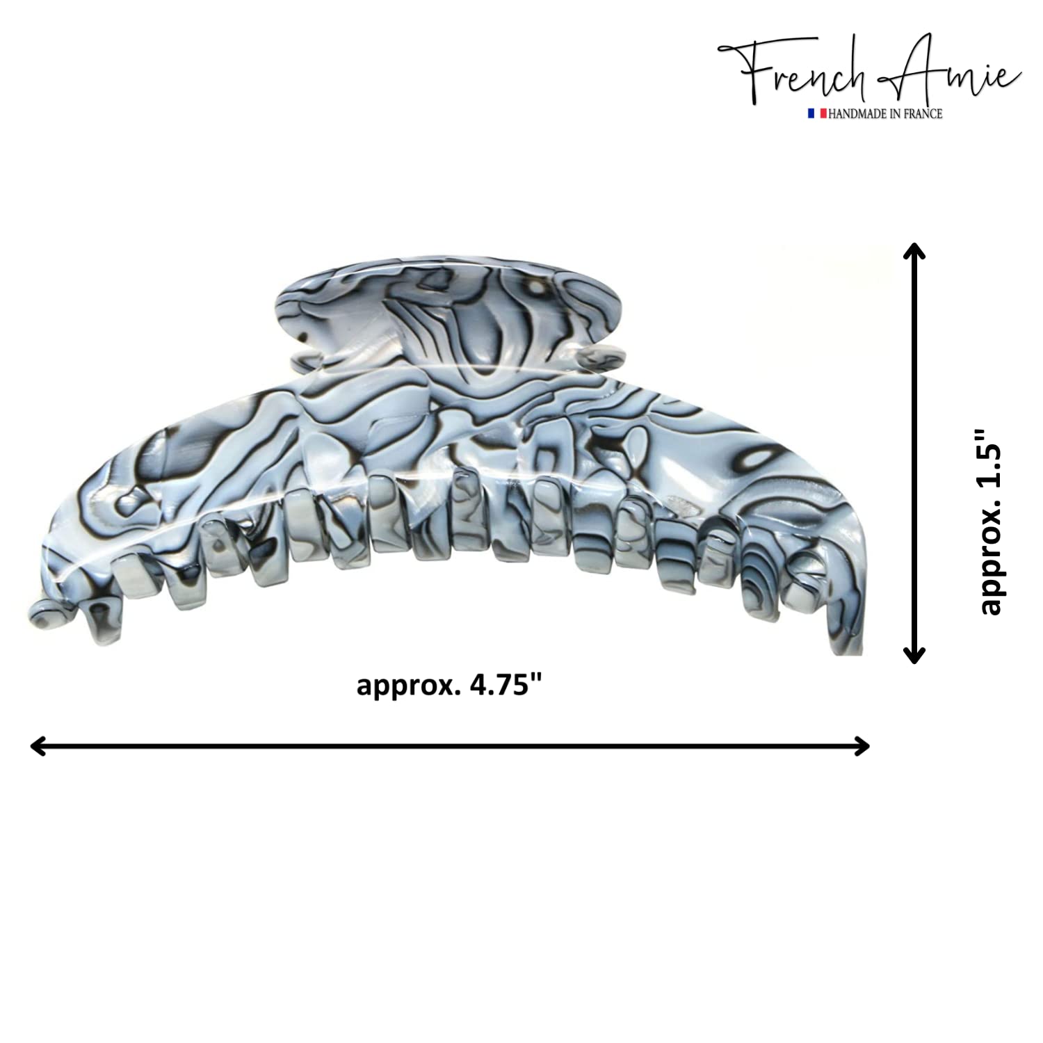 French Amie Contour Large 4 ¾” Cellulose Handmade Jaw Hair Claw Clip for Women