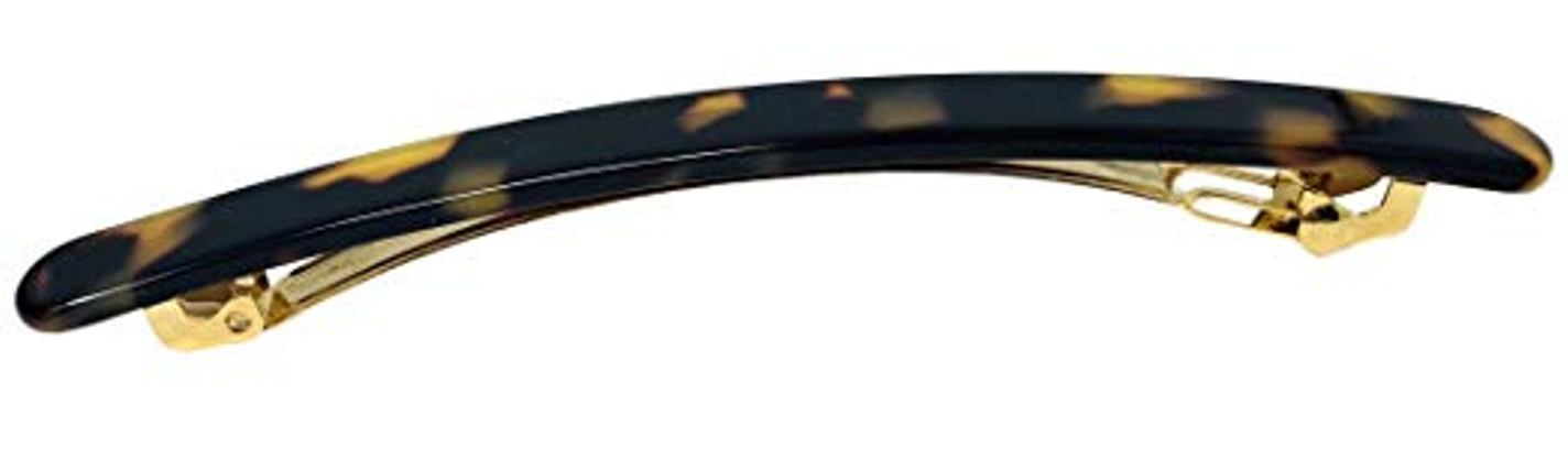 French Amie Skinny Lean Black Rounded Edges Handmade Hair Clip Barrette