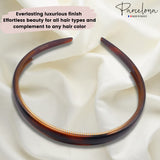 Parcelona French Narrow Thin Wide 1/2" Shell Celluloid Headband for Women 2 pcs