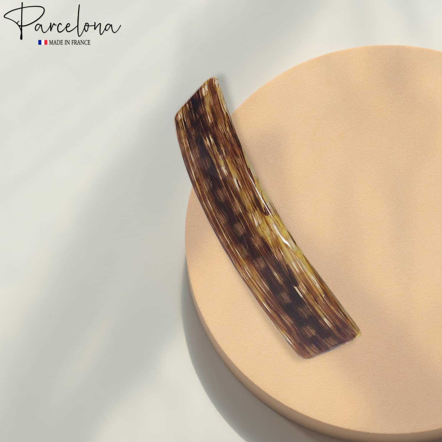 Parcelona French Smooth Light Caramel Brown 4 1/4" Cellulose Hair Clip Barrette