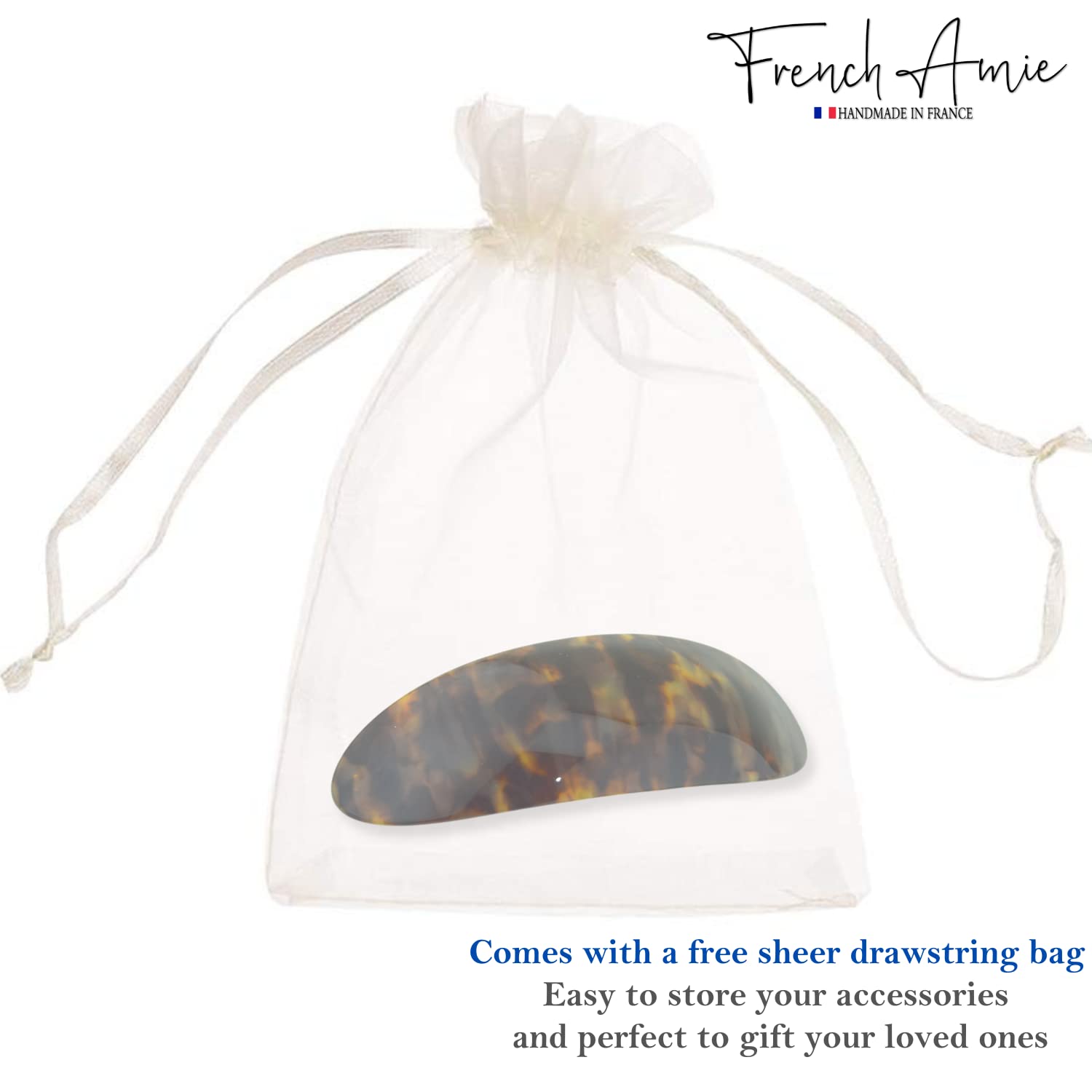 French Amie Oval Volume Large Cellulose Handmade Barrette(Shaded Yellow Tokyo)