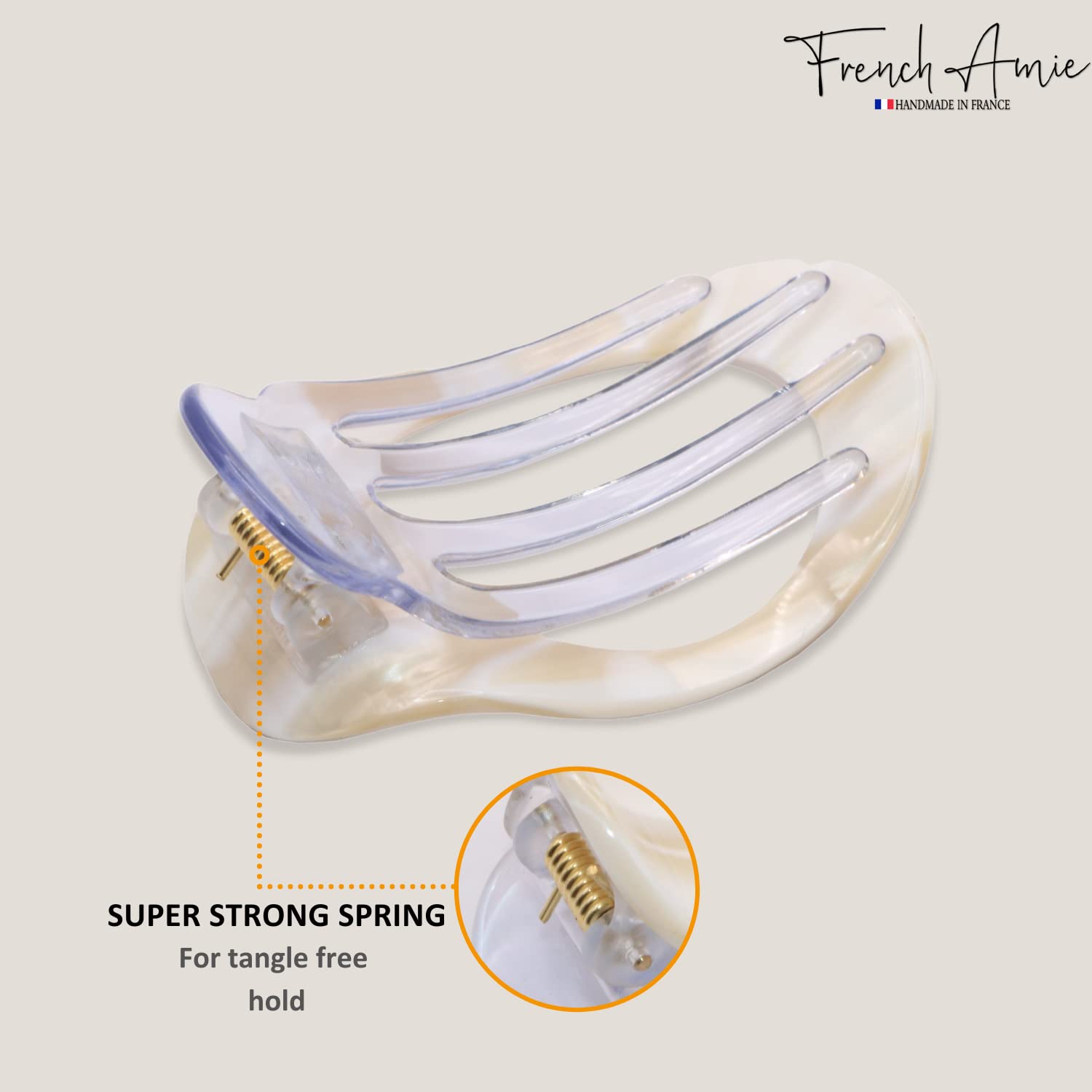 French Amie Oval 3" Small Handmade Side Slide Hair Claw Clip for Fine Hair