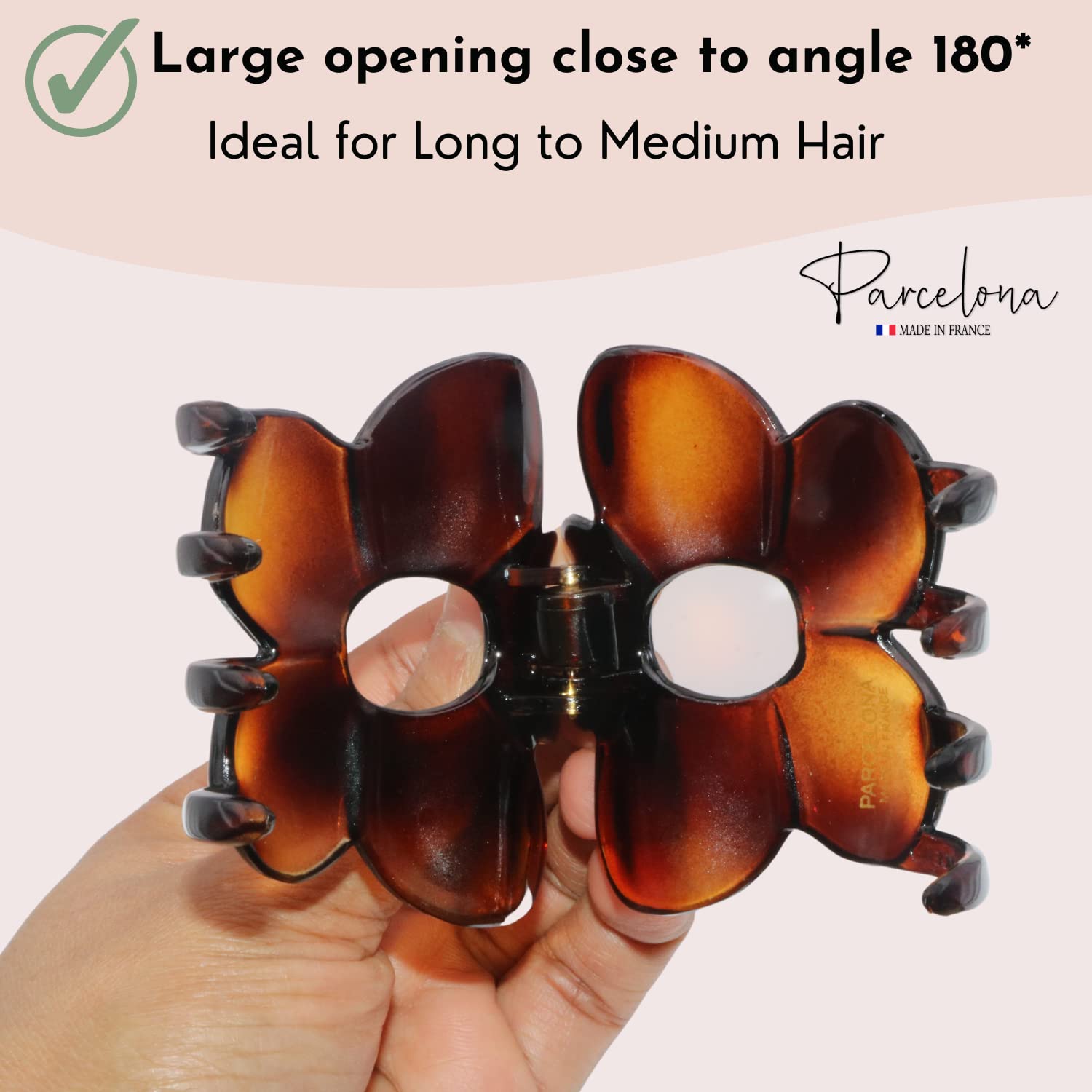 Parcelona French Big Flower Hair Claw 2.75" Jaw Clip Cellulose Acetate Hair Accessories