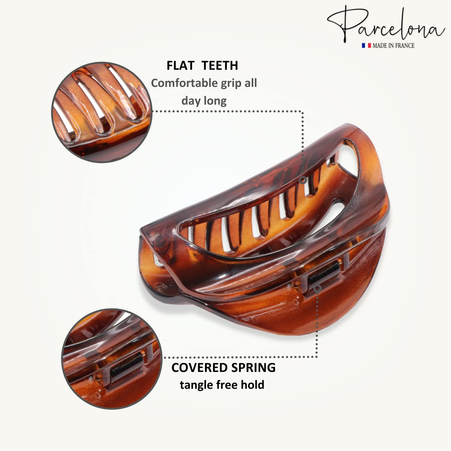 Parcelona French Vrille 2 3/4" Small Shell Jaw Hair Claw Clip for Women
