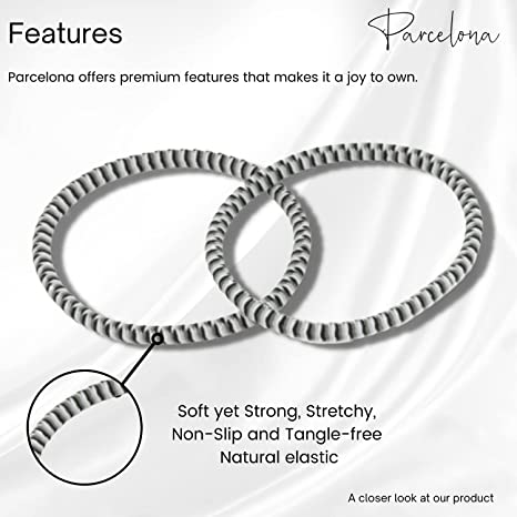 Parcelona Thin Stripes Set of 4 Ponytail Holder Elastic Hair Ties for Women