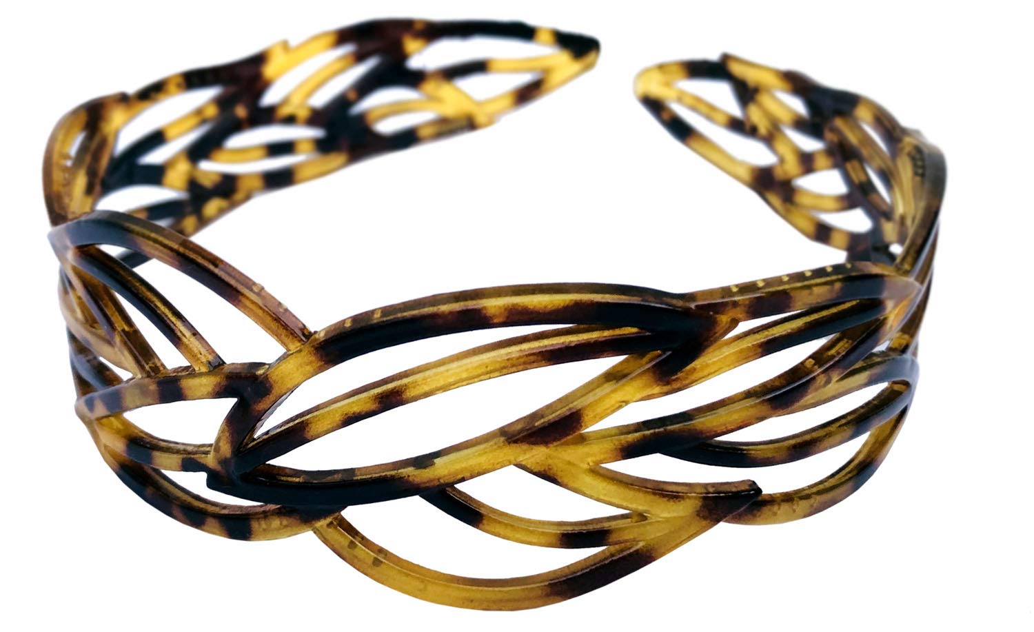 Parcelona French Wide Leafy Design Light Shell 1 ¼” Cellulose Hair Headband