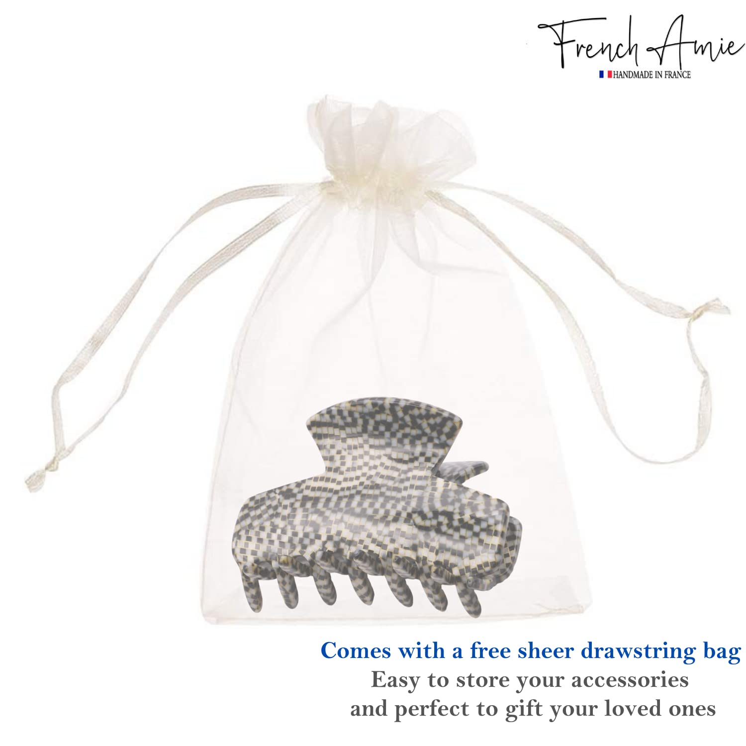 French Amie Chic Small Handmade Cellulose Acetate Jaw Hair Claw Clips