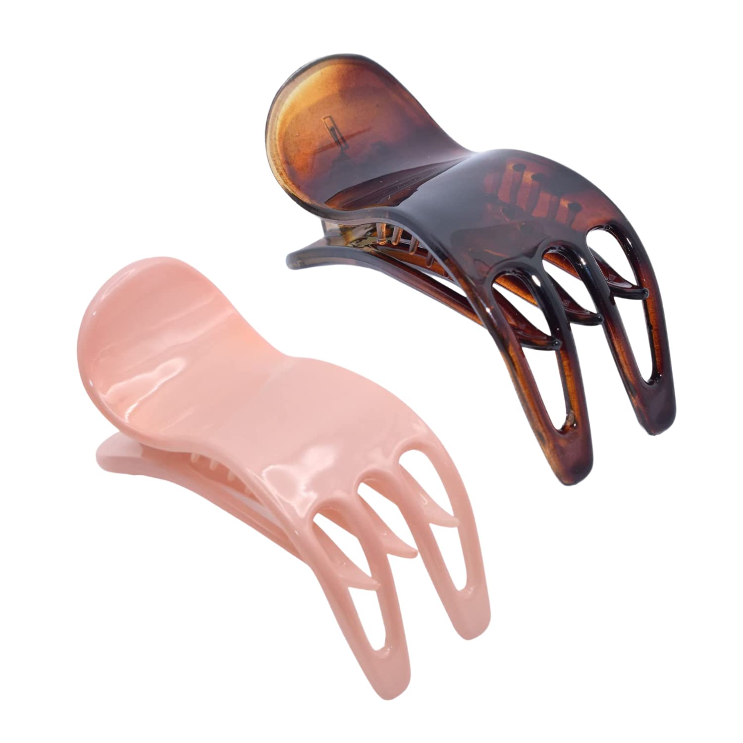Parcelona French Simply Bear Paw Medium 3” Cellulose Set of 2 Hair Claw Clips