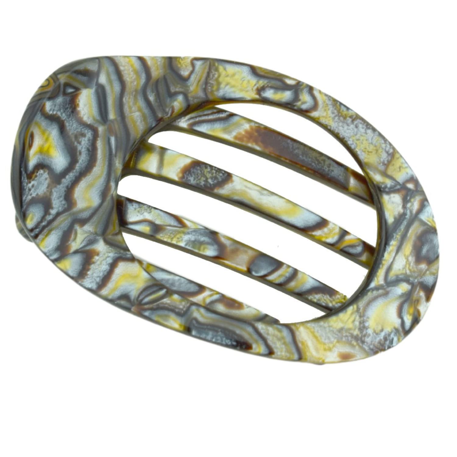 French Amie Oval 3" Small Handmade Side Slide Hair Claw Clip for Fine Hair