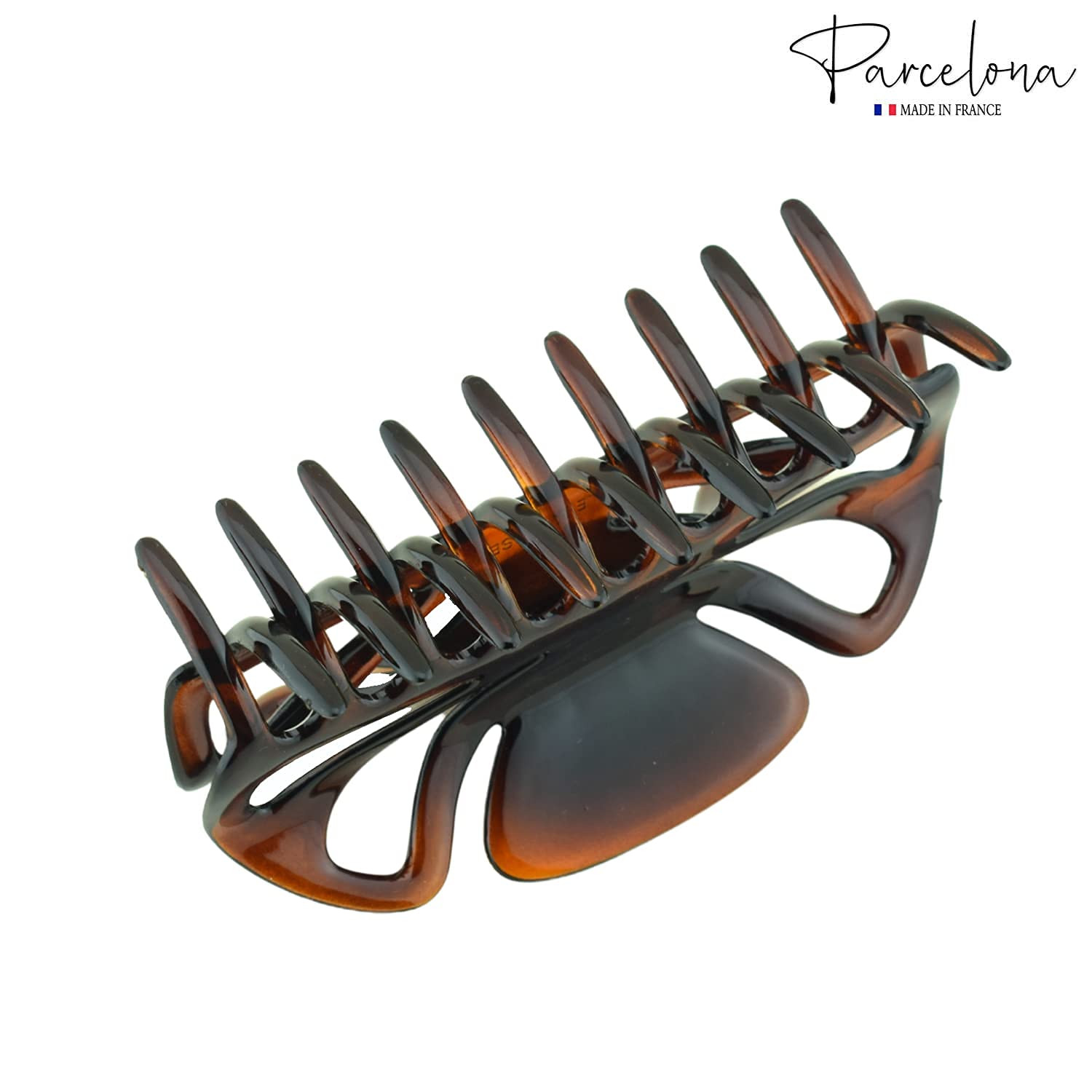 Parcelona French Shell Large Cellulose Acetate Grip Covered Spring Jaw Hair Claw