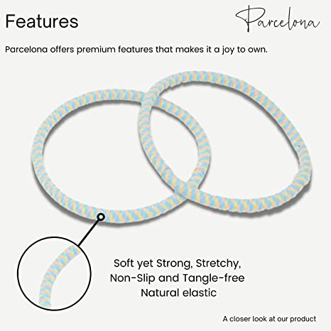Parcelona Thin Stripes Set of 4 Ponytail Holder Elastic Hair Ties for Women