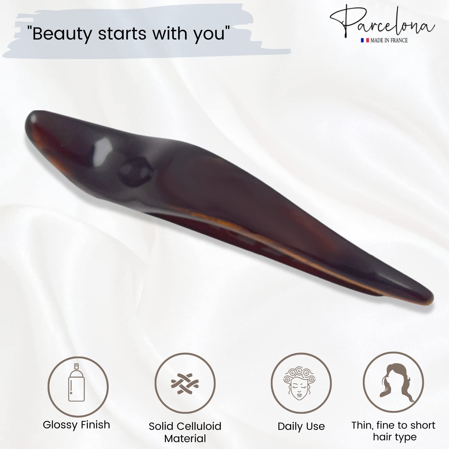 Parcelona French Brill Beak Medium Shell Salon Hinge Side Slide Beak Hair Clip