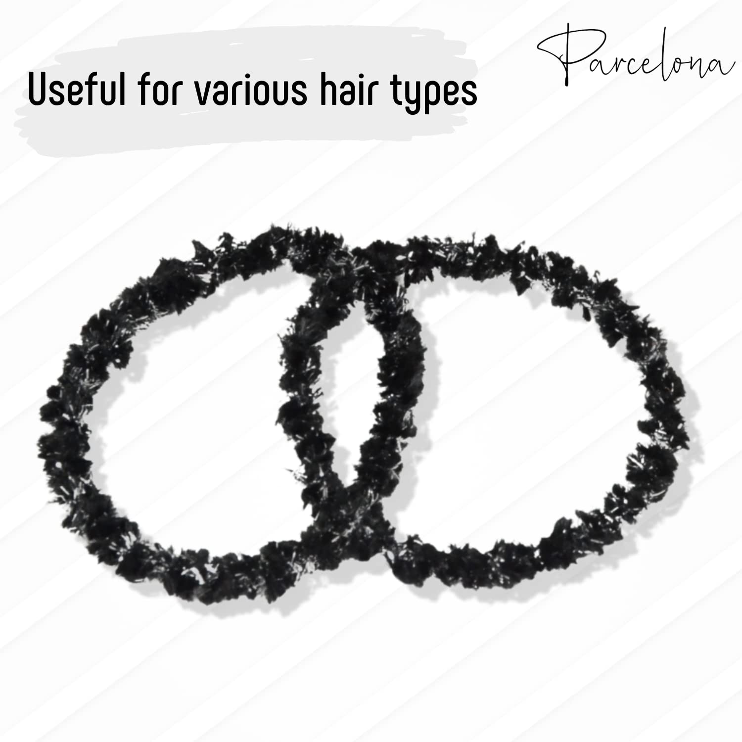 Parcelona Flexible Set of 4 Chenille Ponytail Holder Elastic Hair Ties