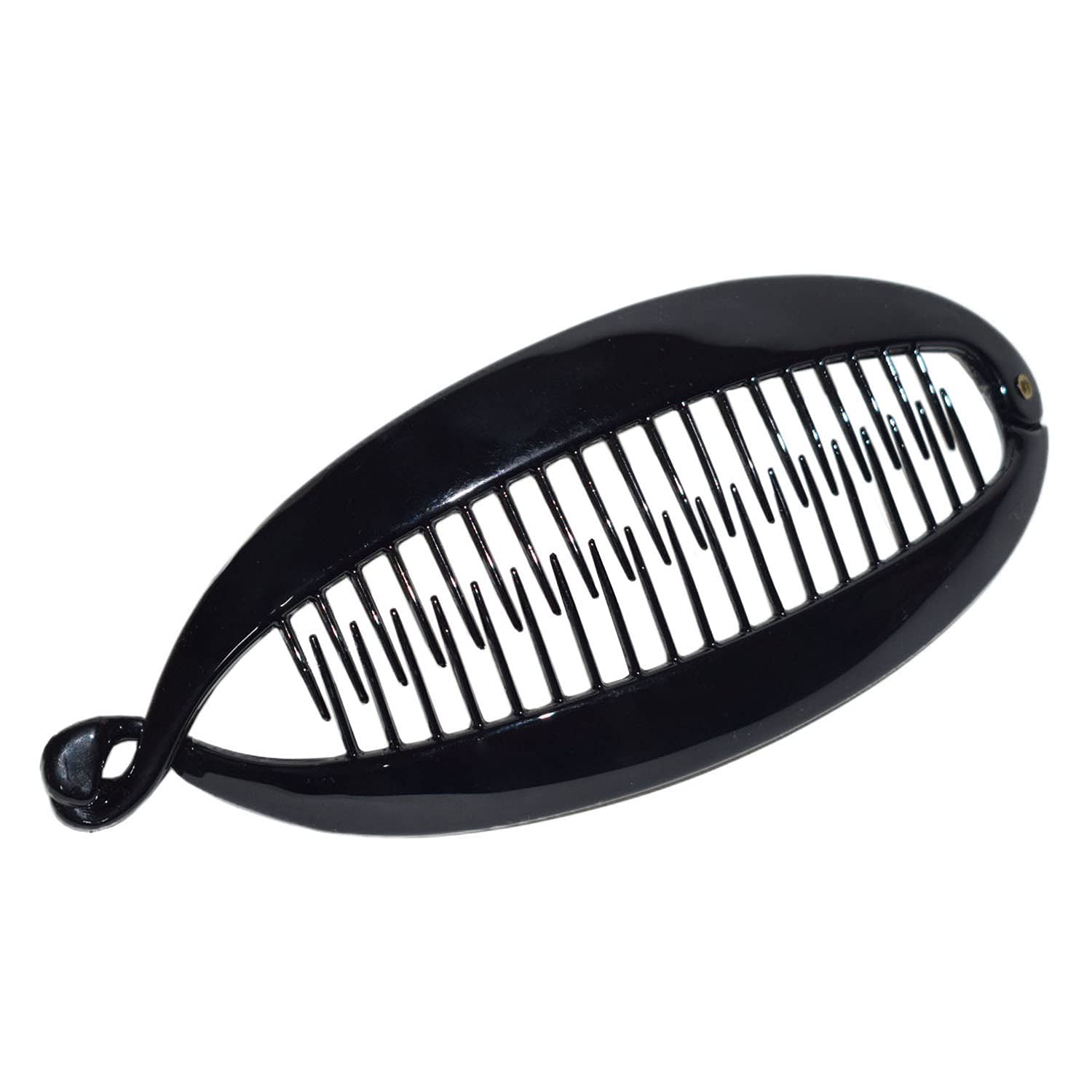 Parcelona French Large Black Cellulose Acetate Ponytail Banana Hair Clip