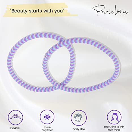 Parcelona Thin Stripes Set of 4 Ponytail Holder Elastic Hair Ties for Women