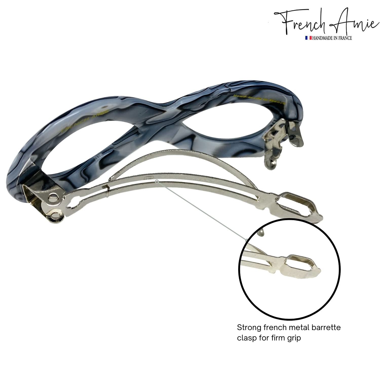 French Amie Infinity Loop 3” Cellulose Handmade Automatic Hair Barrette