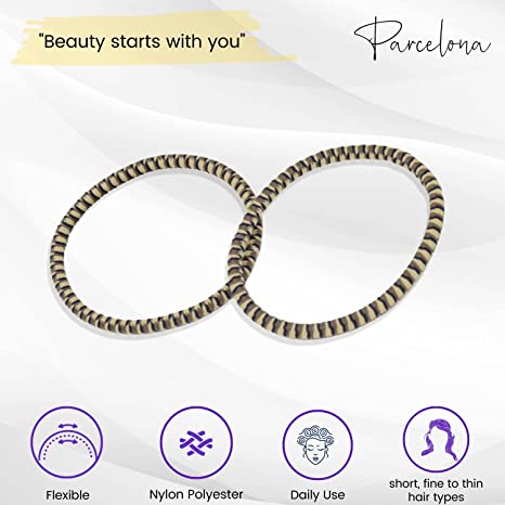 Parcelona Thin Stripes Set of 4 Ponytail Holder Elastic Hair Ties for Women
