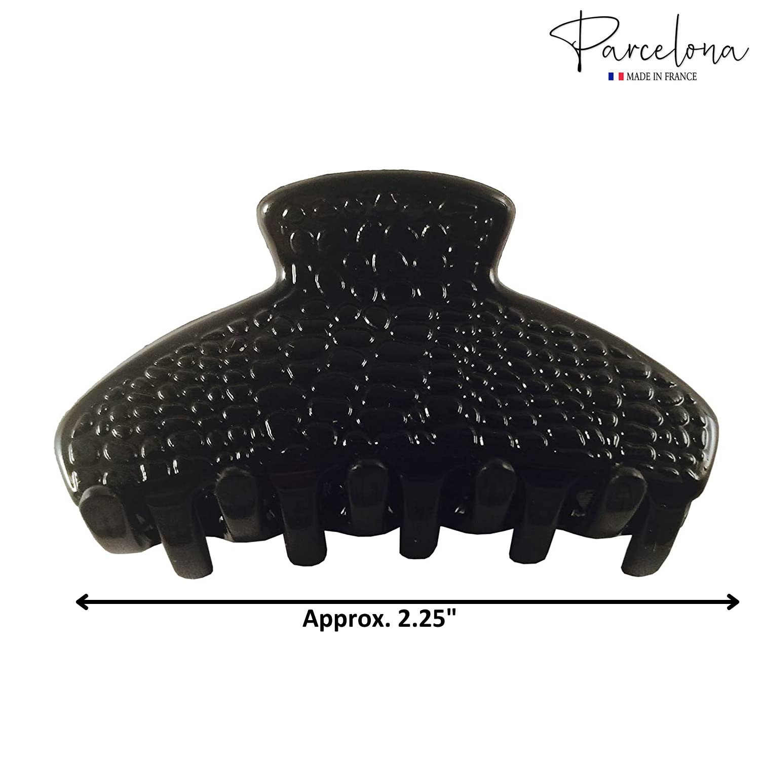 Parcelona France Croco Small Cellulose Black Claw Jaw Hair Clip Clutcher