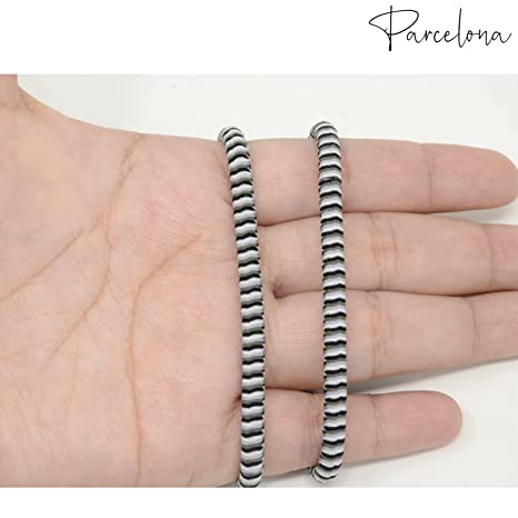 Parcelona Thin Stripes Set of 4 Ponytail Holder Elastic Hair Ties for Women