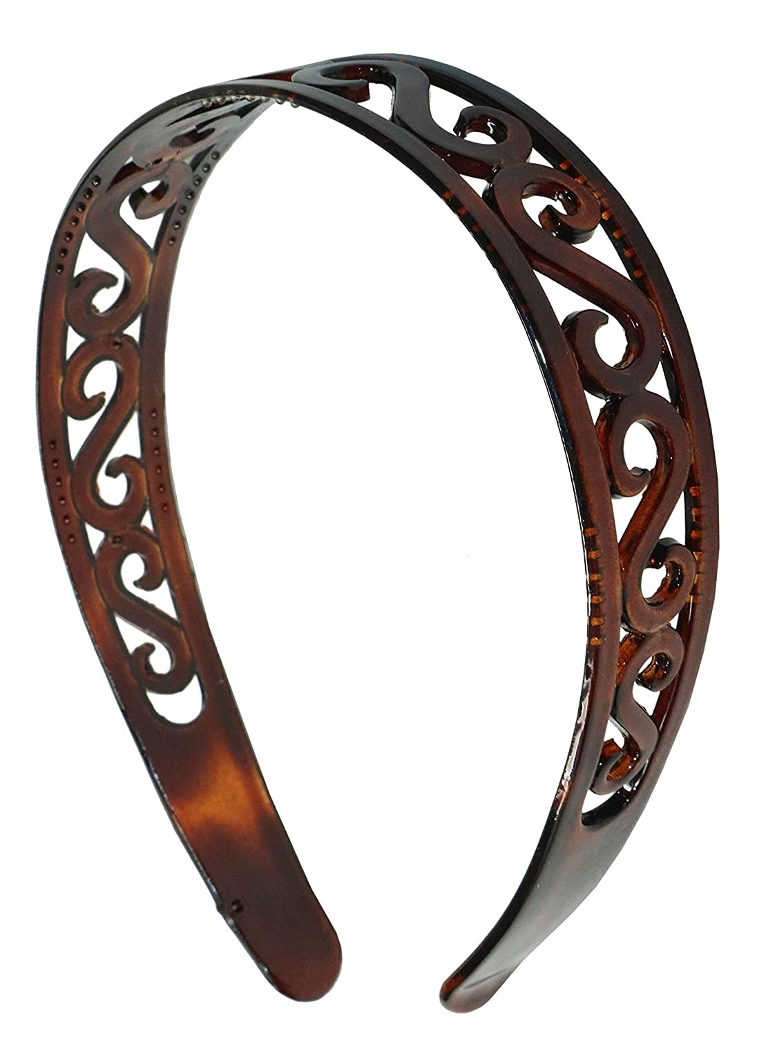 Parcelona French Classic Swirls Shell 1” Wide Cellulose Flexible Hair Headband