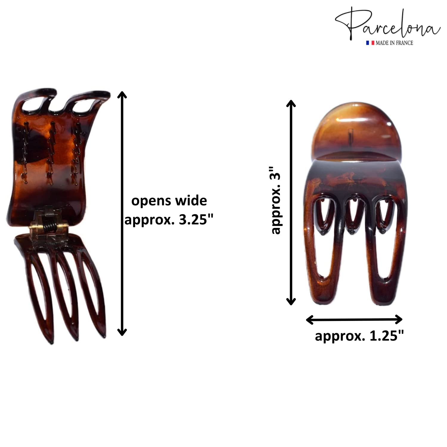 Parcelona French Simply Bear Paw Medium 3” Cellulose Set of 2 Hair Claw Clips